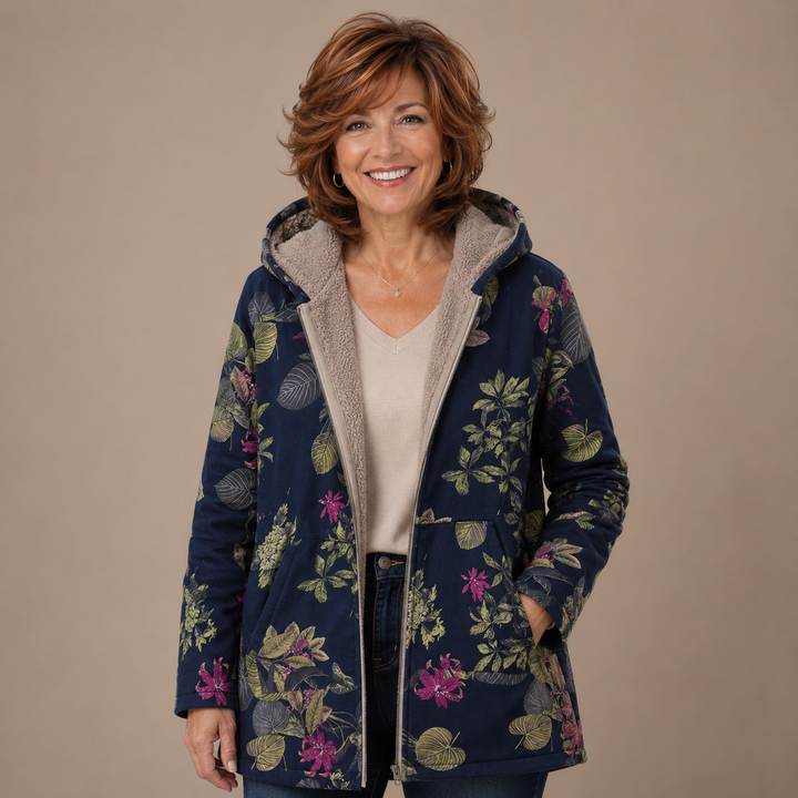 Elise™ | Botanical Sherpa-Lined Hooded Jacket