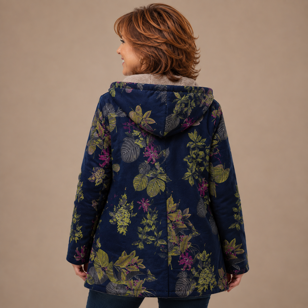 Elise™ | Botanical Sherpa-Lined Hooded Jacket