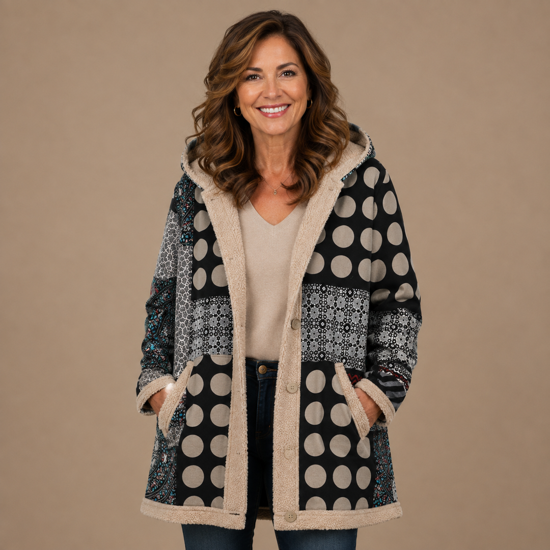 Elise™ | Botanical Sherpa-Lined Hooded Jacket