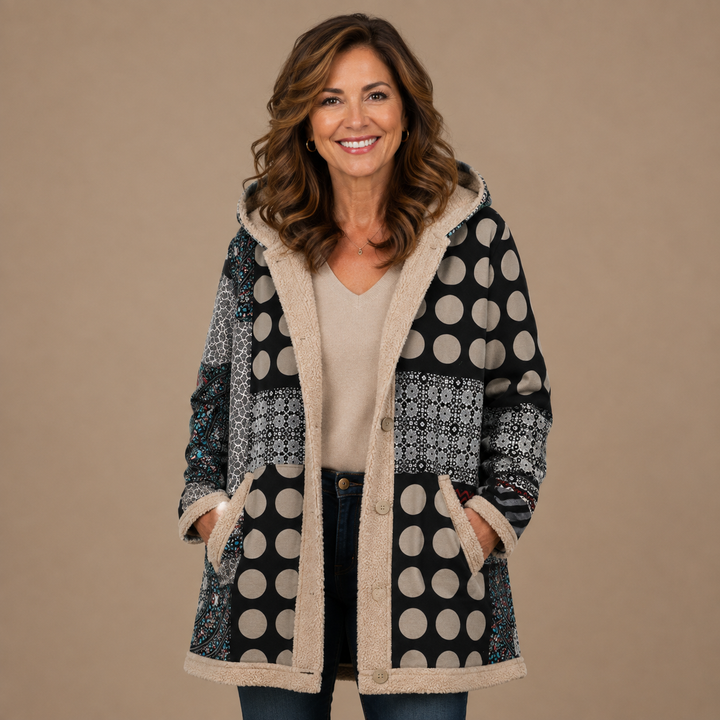Elise™ | Botanical Sherpa-Lined Hooded Jacket