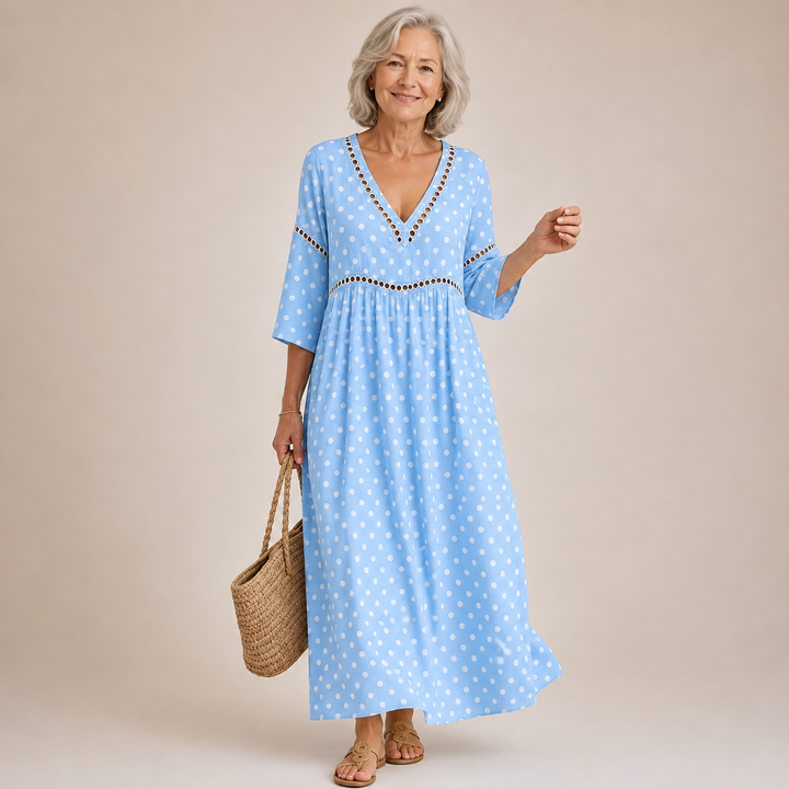 Eleri™ | Seaside Polka Maxi Dress