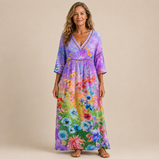 Isolde™ | Rainbow Meadow Maxi Dress