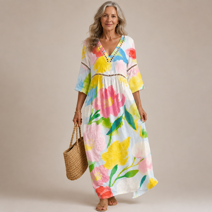 Marigold™ | Watercolour Bloom Maxi Dress