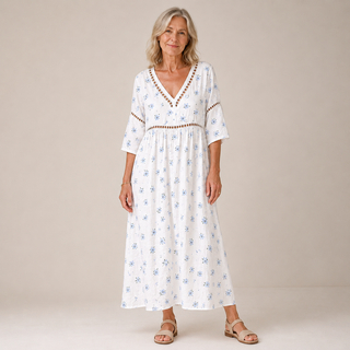 Morwenna™ | Snow Blossom Maxi Dress