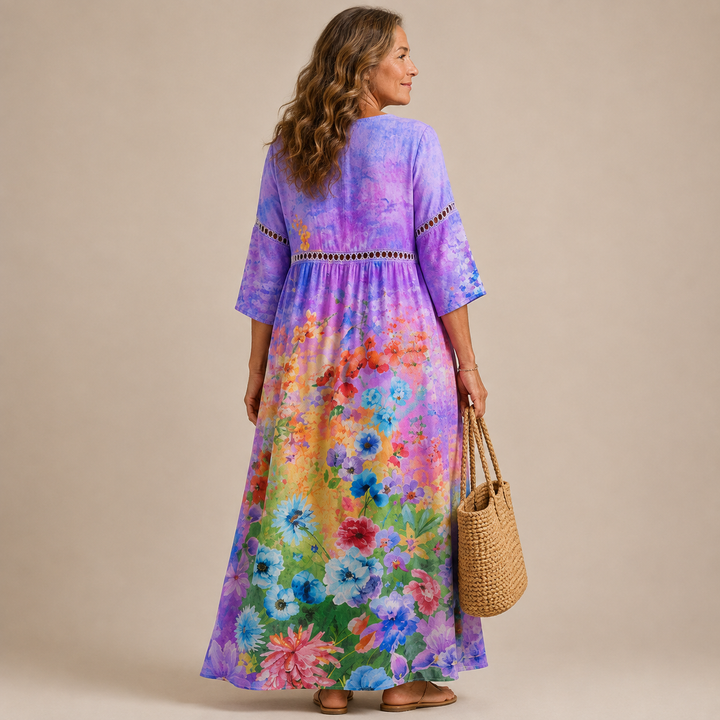 Isolde™ | Rainbow Meadow Maxi Dress