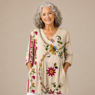 Emilia™ | Vintage Floral V-Neck Shirt