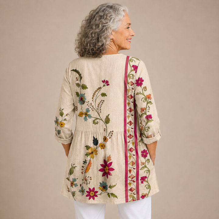 Emilia™ | Vintage Floral V-Neck Shirt