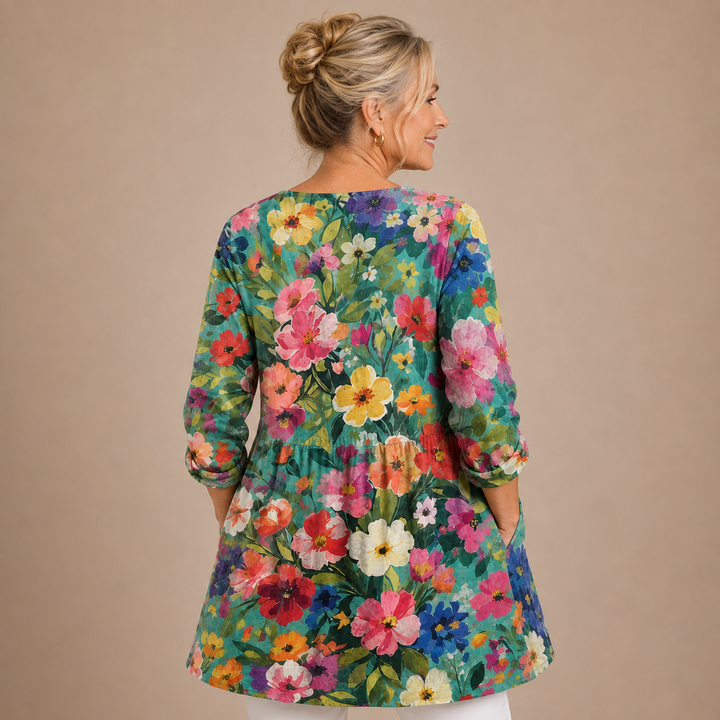 Camille™ | Wildflower Garden V-Neck Shirt