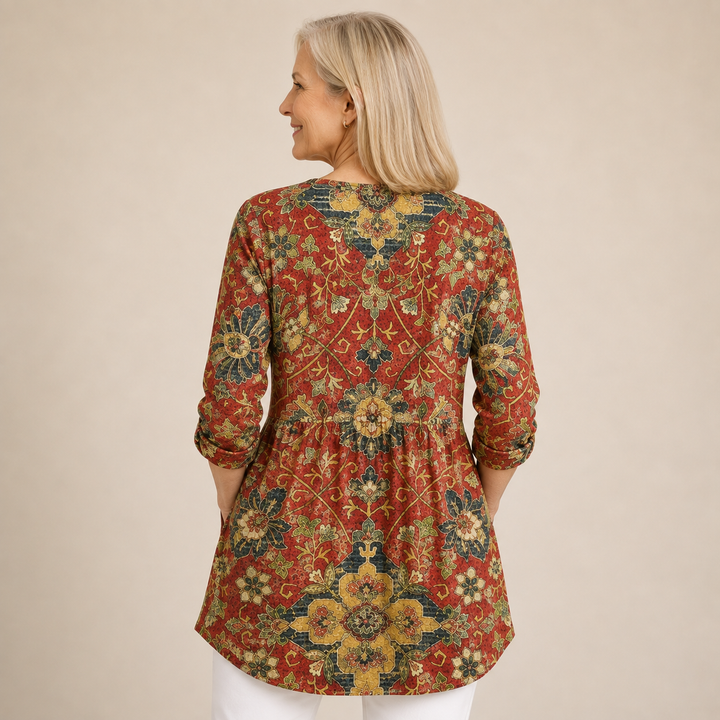 Vivienne™ | Heritage Floral V-Neck Shirt