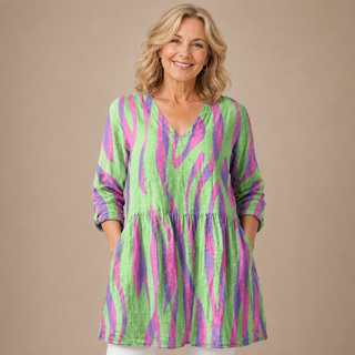 Zaria™ | Vibrant Zebra V-Neck Shirt