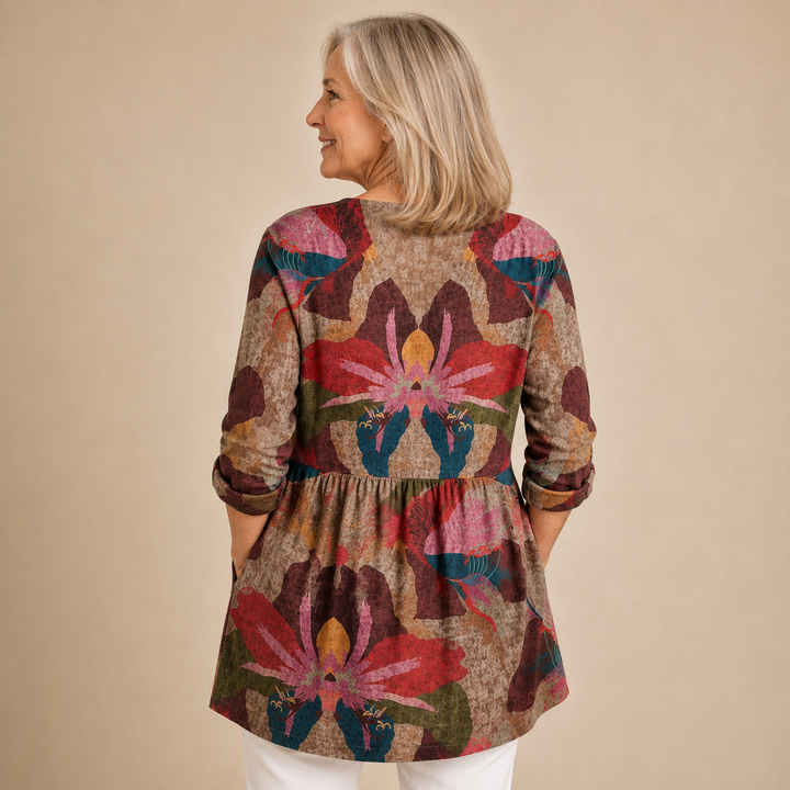 Serena™ | Tropical Bloom V-Neck Shirt