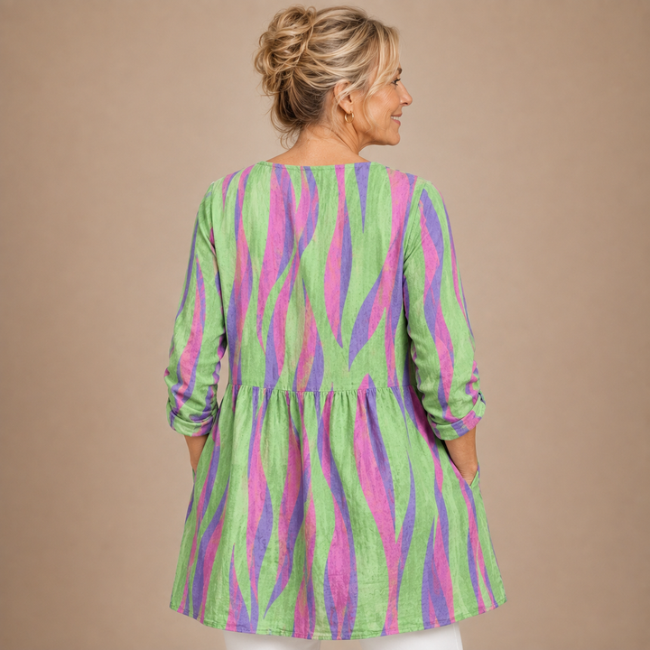 Zaria™ | Vibrant Zebra V-Neck Shirt