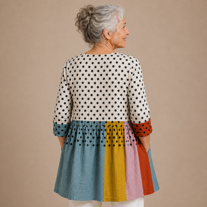 Harper™ | Colourblock Dot V-Neck Shirt