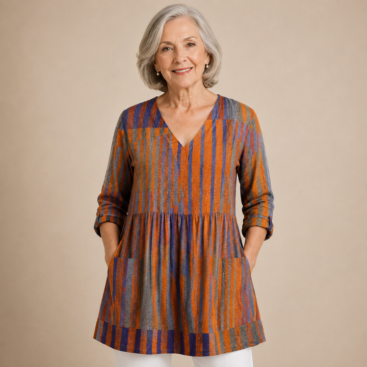 Sienna™ | Sunset Stripe V-Neck Shirt