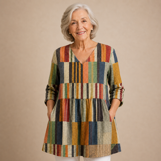 Sienna™ | Mosaic Stripe V-Neck Shirt
