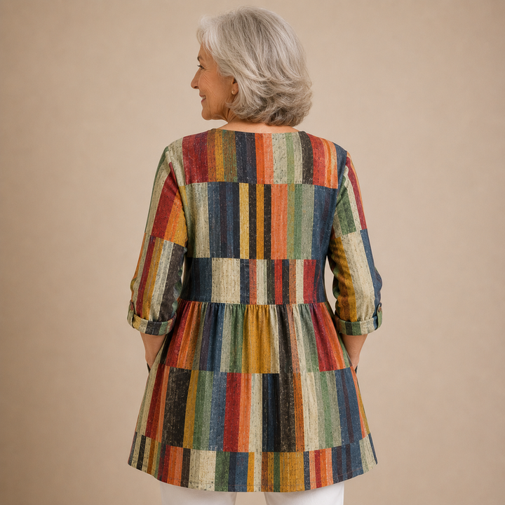 Sienna™ | Mosaic Stripe V-Neck Shirt