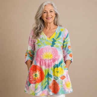 Camellia™ | Watercolour Bloom V-Neck Shirt