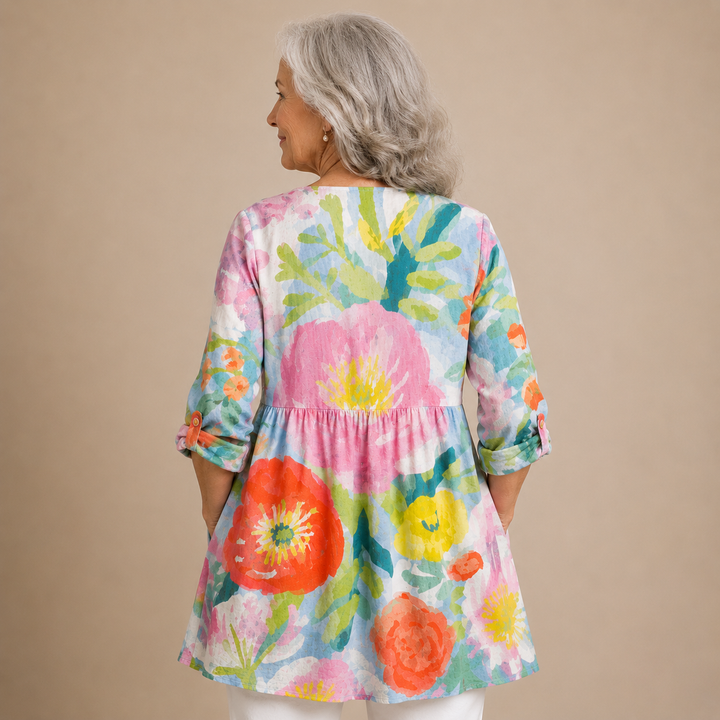 Camellia™ | Watercolour Bloom V-Neck Shirt