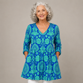 Celeste™ | Regal Damask V-Neck Shirt