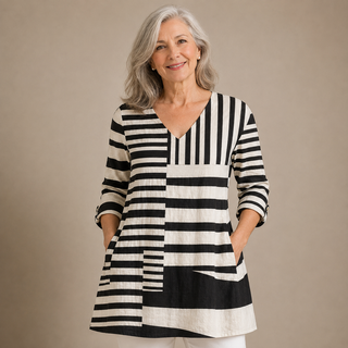 Monroe™ | Modern Stripe V-Neck Shirt