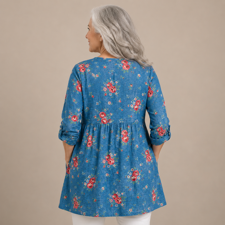 Rosalie™ | Vintage Rose V-Neck Shirt