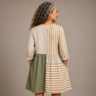 Harper™ | Earthtone Patchwork V-Neck Shirt
