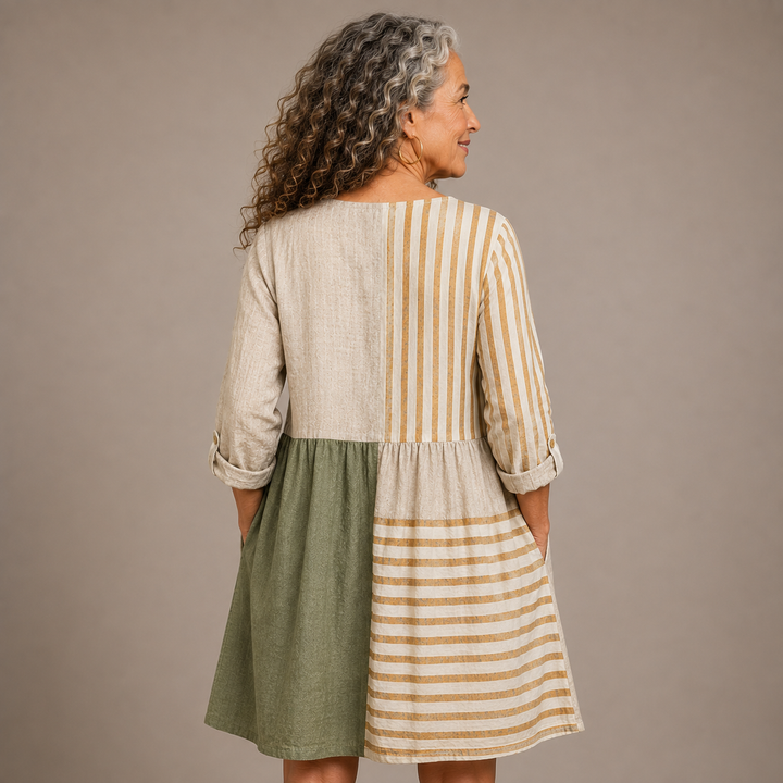 Harper™ | Earthtone Patchwork V-Neck Shirt