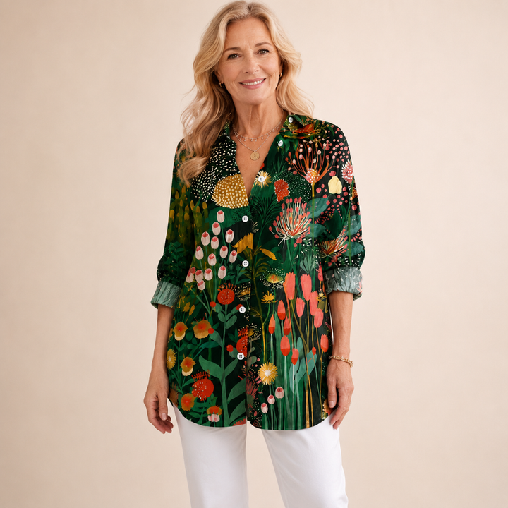 Delphine™ | Midnight Garden Blouse
