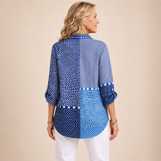 Brielle™ | Patchwork Stripe Button Blouse