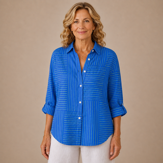 Brynna™ | Effortless Geometric Button Blouse