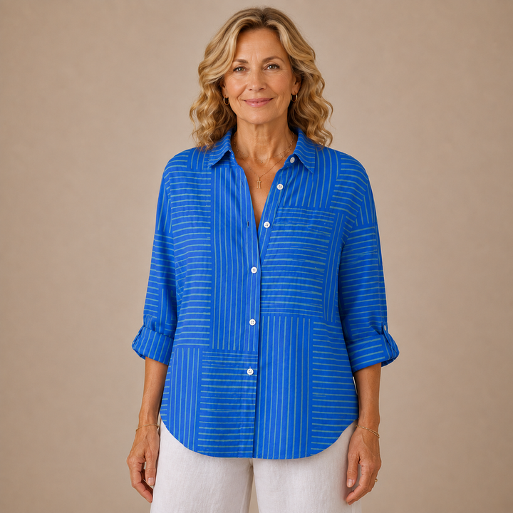Brynna™ | Effortless Geometric Button Blouse