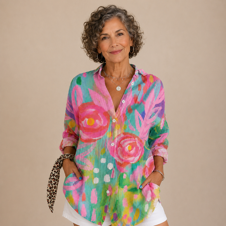 Solène™ | Watercolour Bloom Blouse