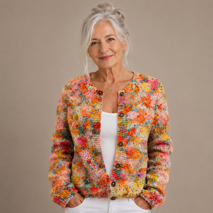 Marigold™ | Floral Mosaic Knitted Cardigan