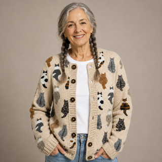 Whiskers™ | Cozy Cat Knitted Cardigan