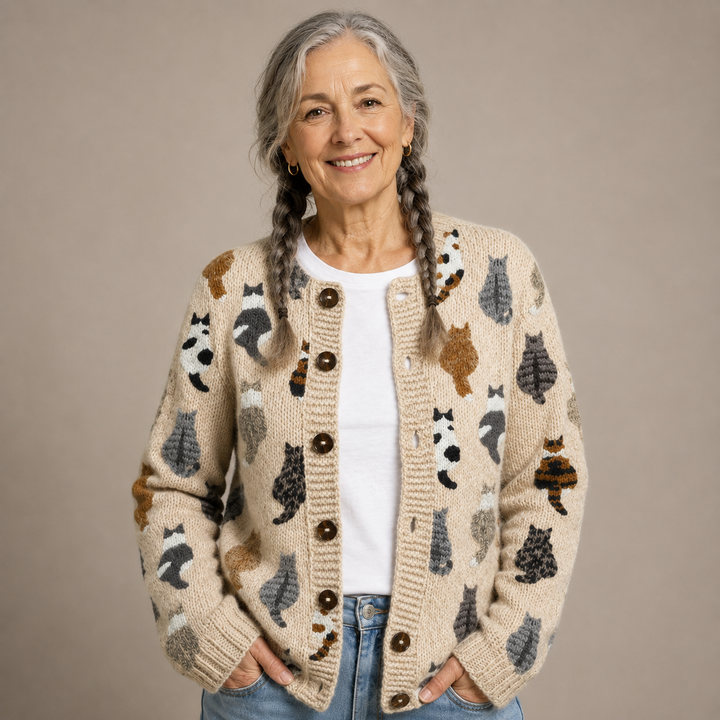 Whiskers™ | Cozy Cat Knitted Cardigan