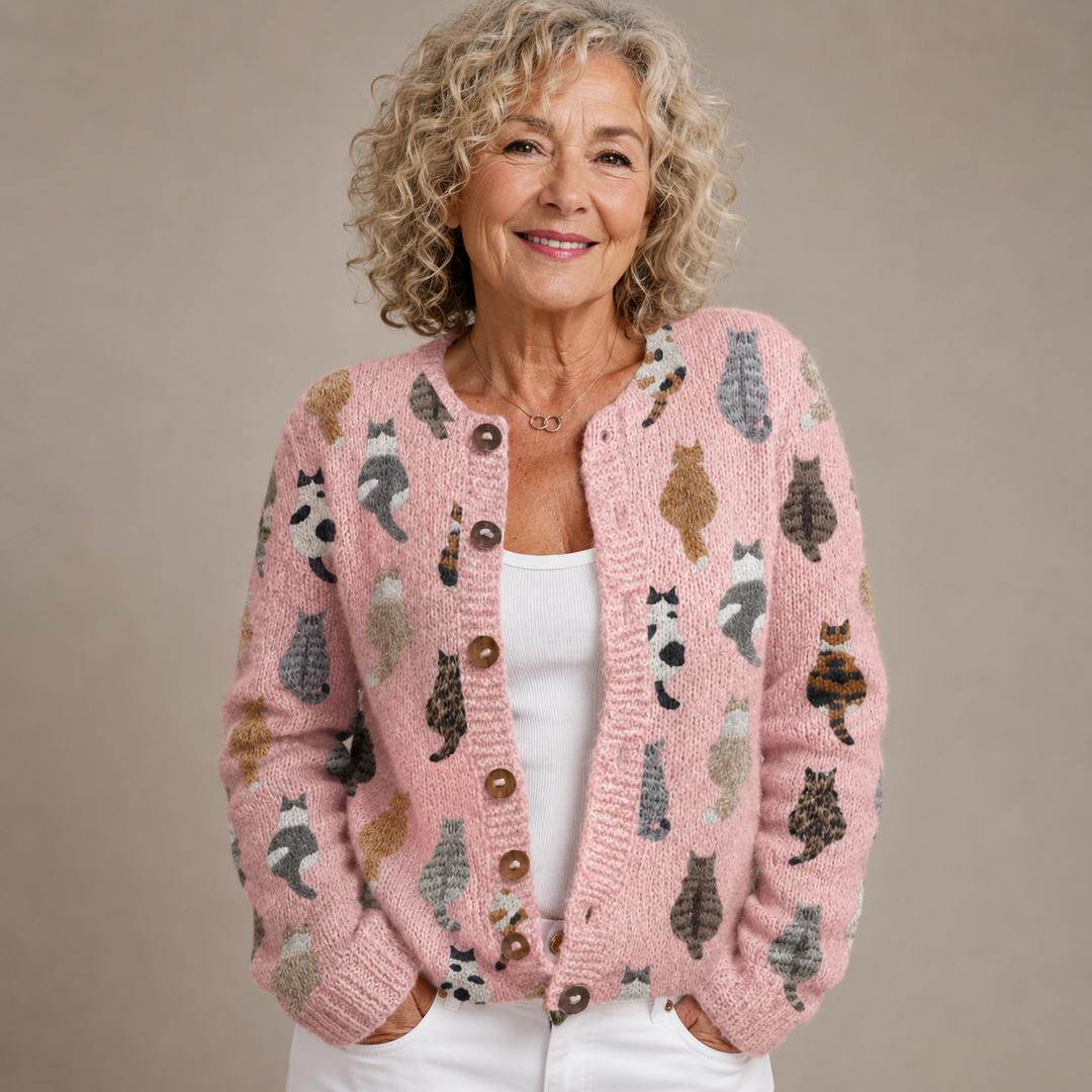 Whiskers™ | Cozy Cat Knitted Cardigan