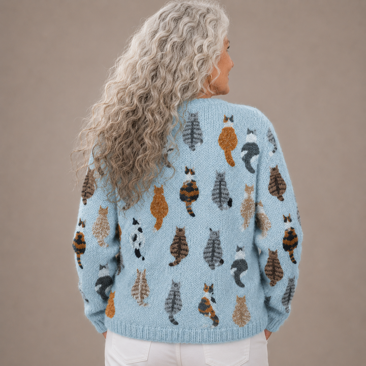 Whiskers™ | Cozy Cat Knitted Cardigan
