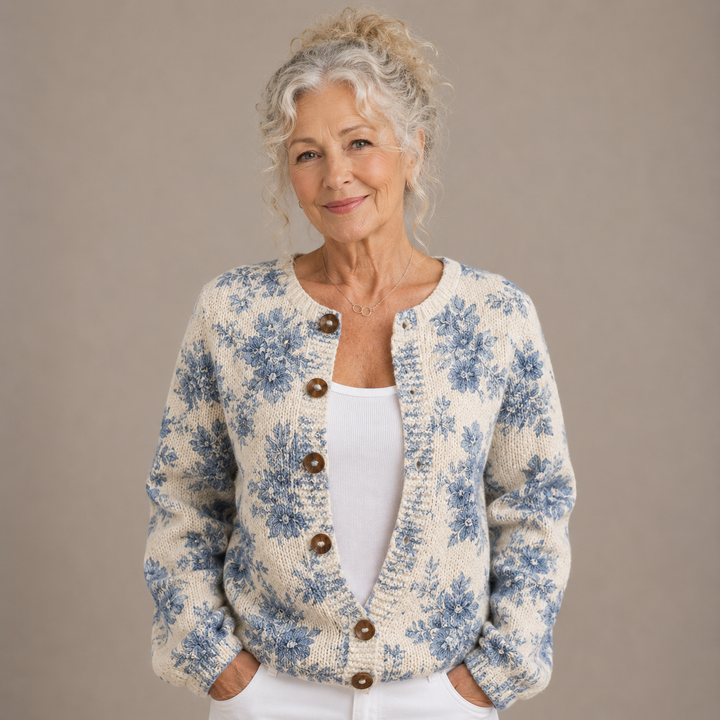 Celeste™ | Blue Blossom Knitted Cardigan