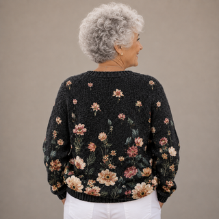 Noelle™ | Midnight Bloom Knitted Cardigan
