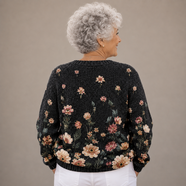 Noelle™ | Midnight Bloom Knitted Cardigan