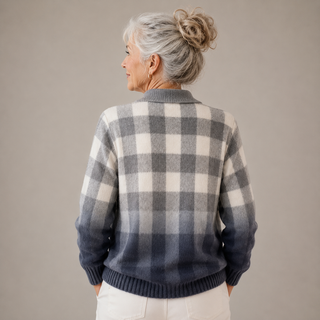 Crizalyn™ | Charcoal Grey Check Knit Cardigan