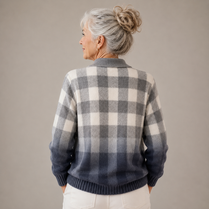 Crizalyn™ | Charcoal Grey Check Knit Cardigan