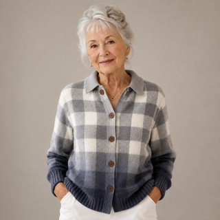 Crizalyn™ | Charcoal Grey Check Knit Cardigan