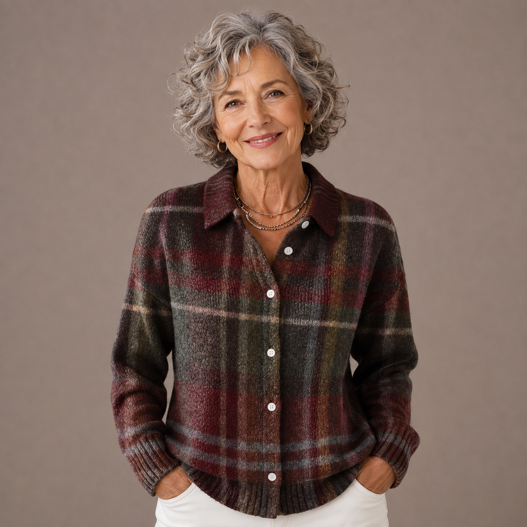 Eleanor | Classic Plaid Knit Cardigan