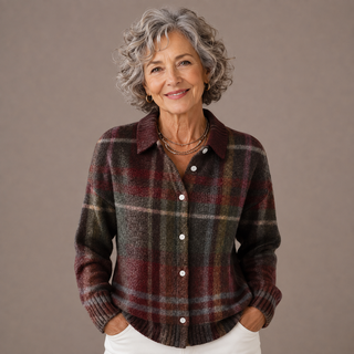 Eleanor | Classic Plaid Knit Cardigan