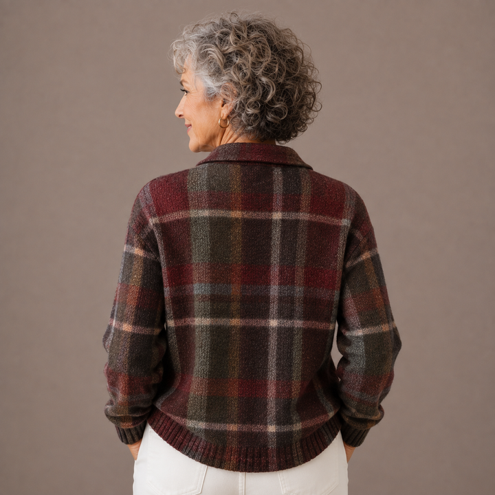 Eleanor | Classic Plaid Knit Cardigan