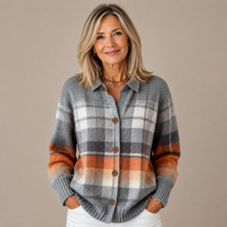 Dianne™ | Brushed Plaid Button Cardigan