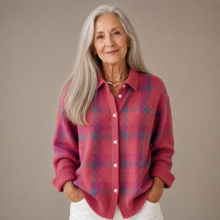 Ashley™ | Classic Collared Plaid Cardigan