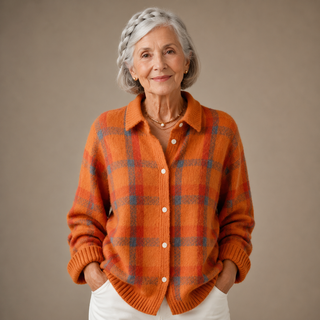 Megan™ | Plaid Button-Up Knit Cardigan