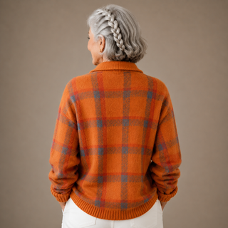 Megan™ | Plaid Button-Up Knit Cardigan